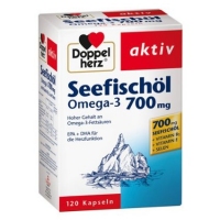 德国直邮 德国双心牌Doppelherz Omega3 700深海鱼油 降三高保护心血管 700mg加量装 120粒装