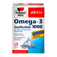 德国直邮 德国双心牌Doppelherz Omega3 1000深海鱼油 降三高保护心血管 1000mg加量装 80粒装