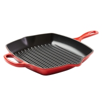 德国直邮 酷彩 Le Creuset(LC) Grillpfanne系列方形烤锅 26cm  樱桃红 20183260600422